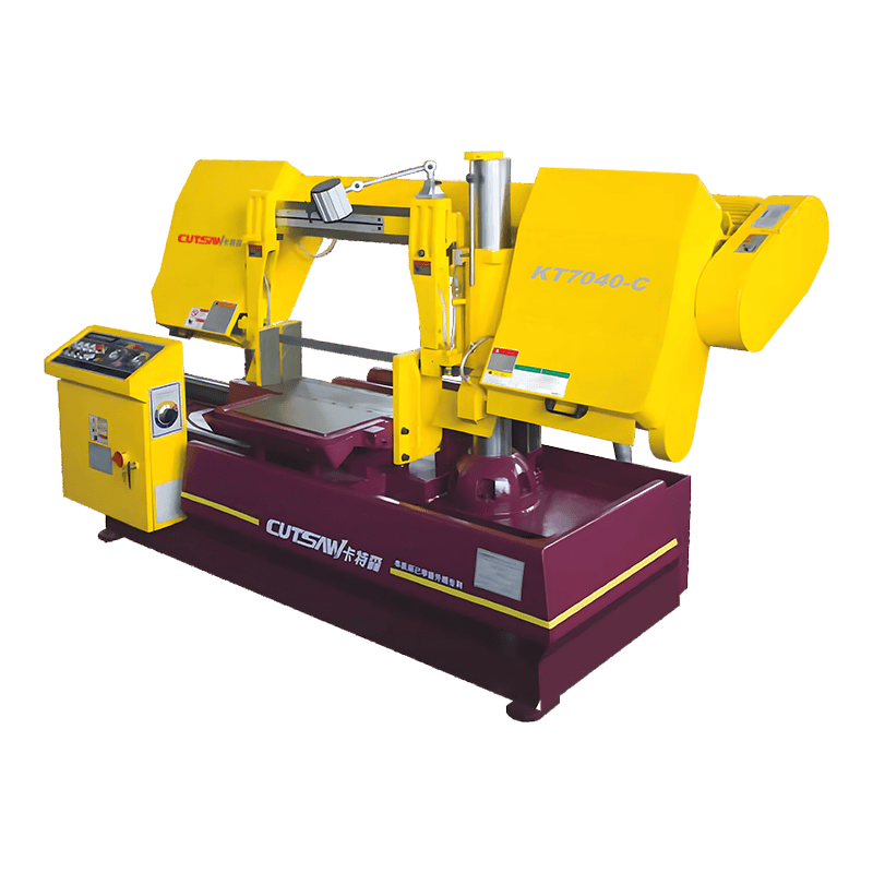KT7040-C Mesin Gergaji Pita Pemotong Logam Semi Otomatis Horisontal Kolom Ganda